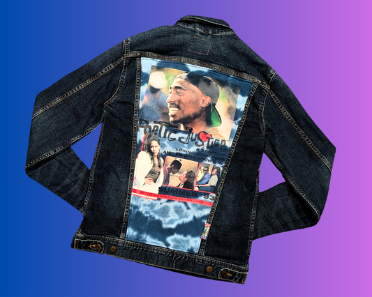 Veste en jean Poetic Justice faite main et recyclée, taille S