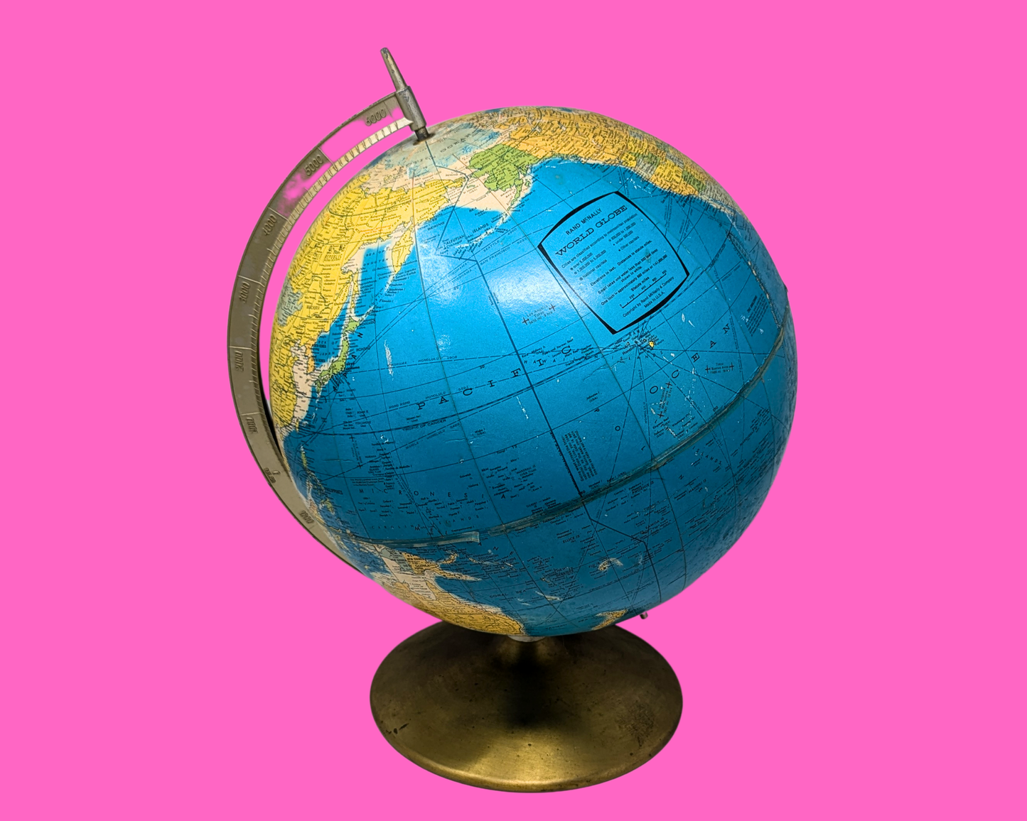 Globe terrestre vintage des années 1970 fabriqué aux États-Unis