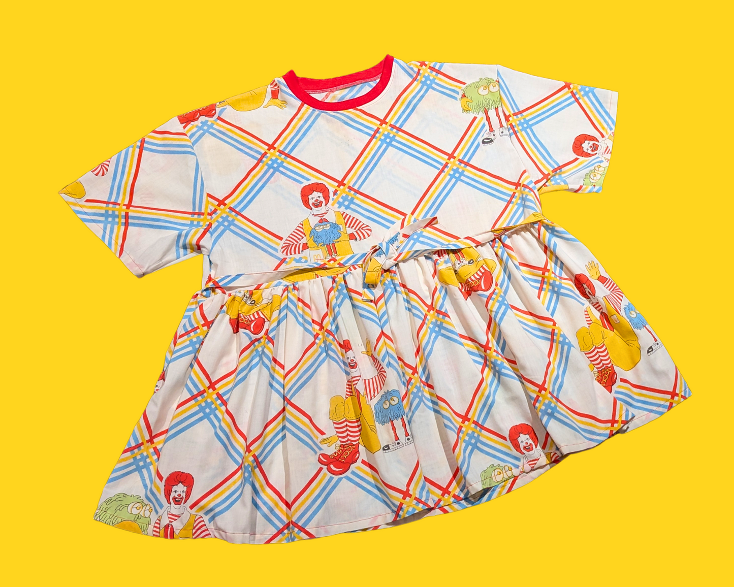 Handmade, Upcycled McDonald's Bedsheet T-Shirt Dress Fits 2XL