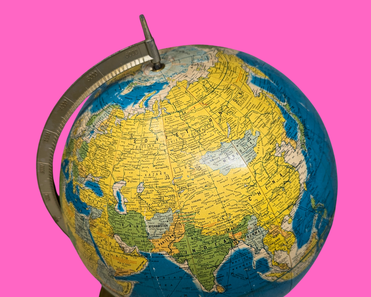 Globe terrestre vintage des années 1970 fabriqué aux États-Unis