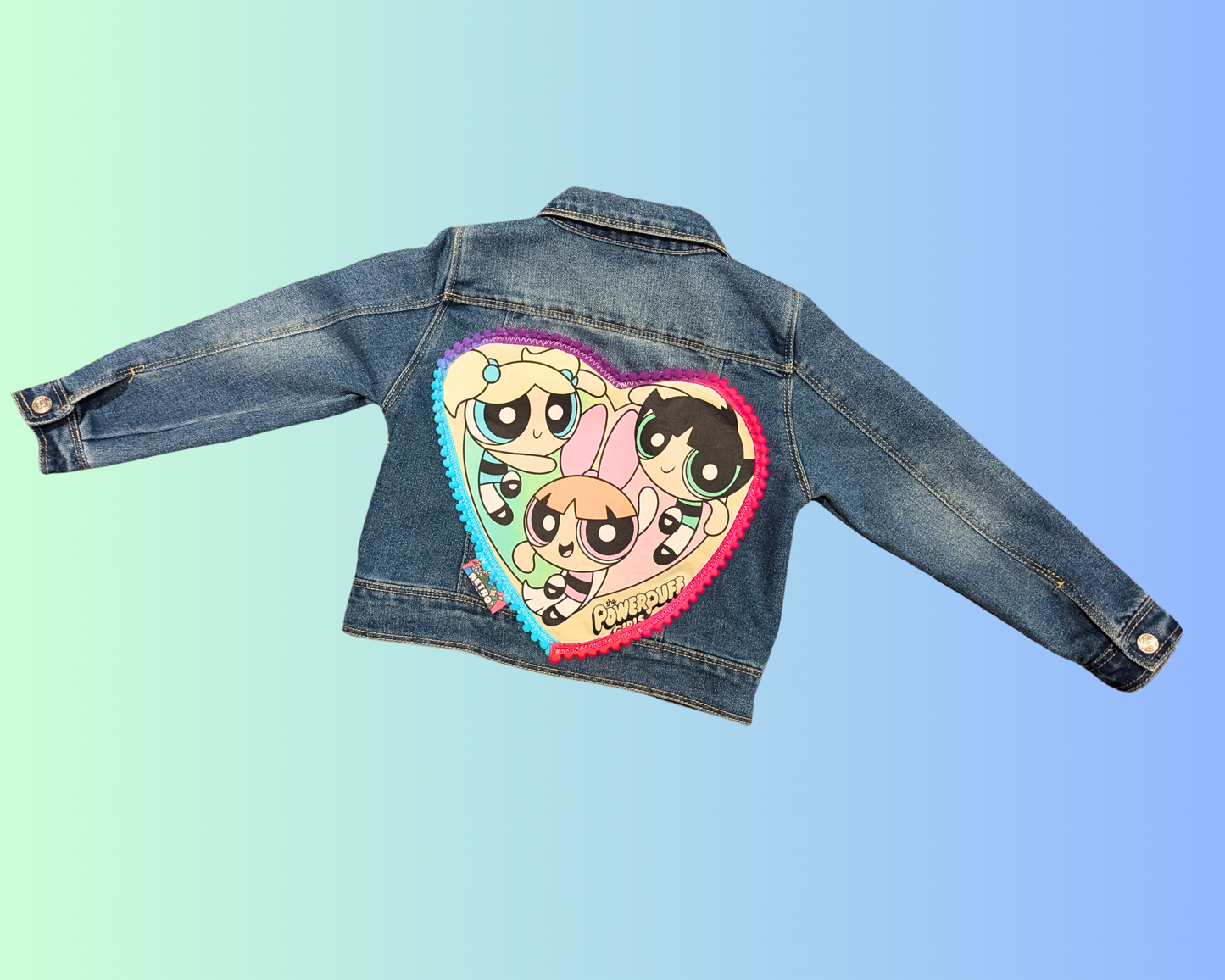 Handmade, Upcycled The Powerpuff Girls Denim Jacket Size 2-3 Years Old