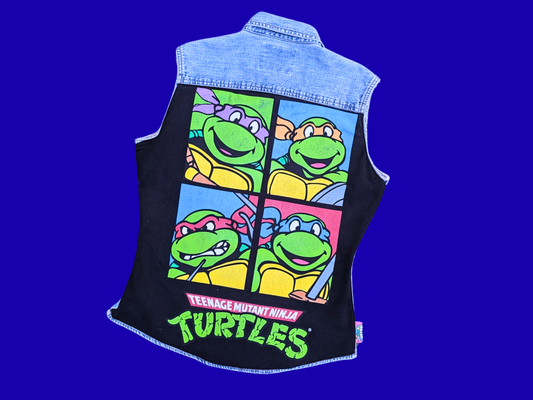 Handmade, Upcycled Levi's Teenage Mutant Ninja Turtles Vest Jacket Size M