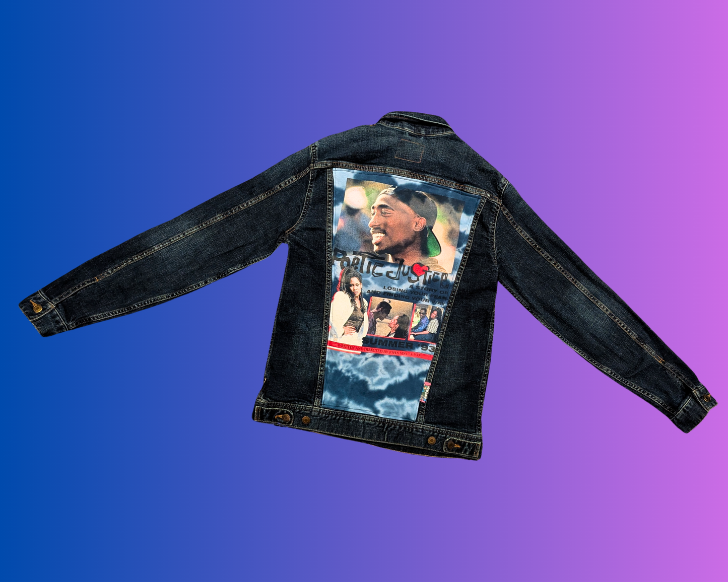 Veste en jean Poetic Justice faite main et recyclée, taille S