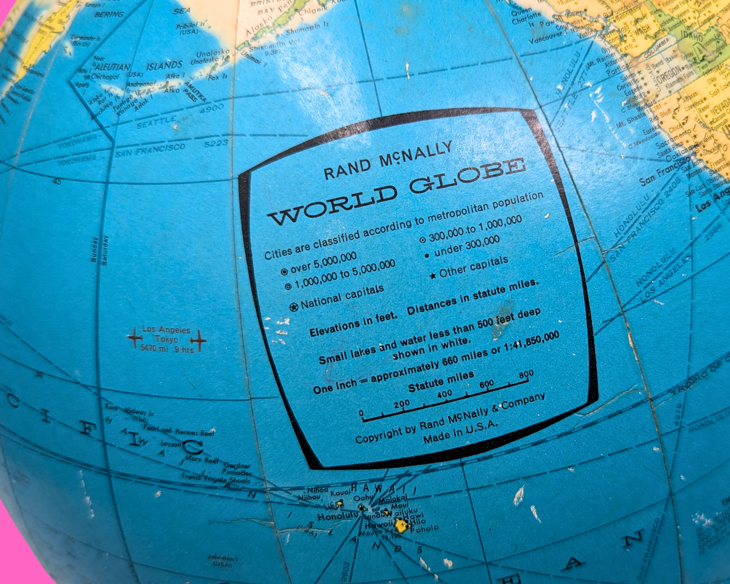 Globe terrestre vintage des années 1970 fabriqué aux États-Unis