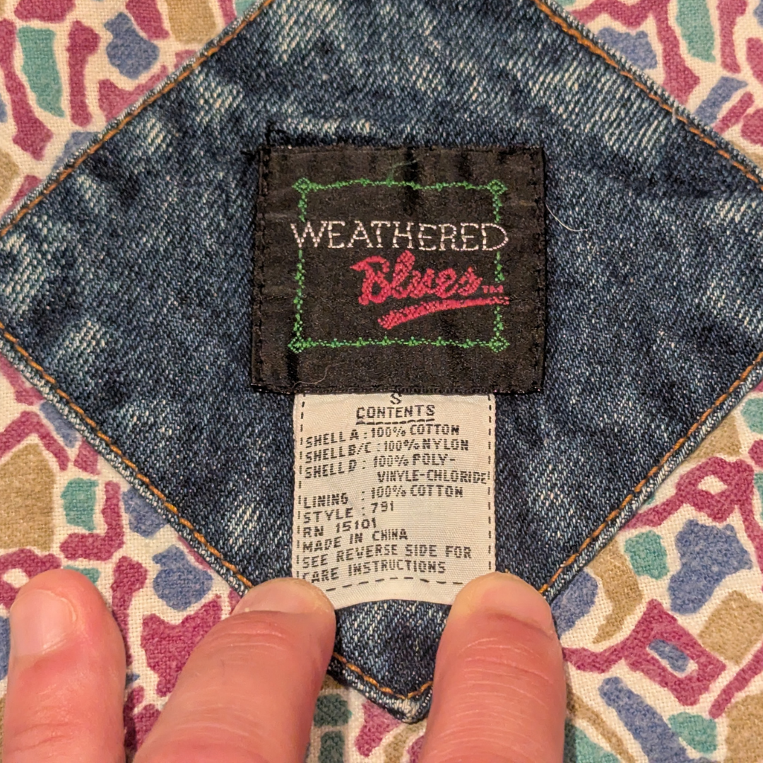Vintage 80s Acid Wash Weathered Blues Jean Jacket for Women Size L