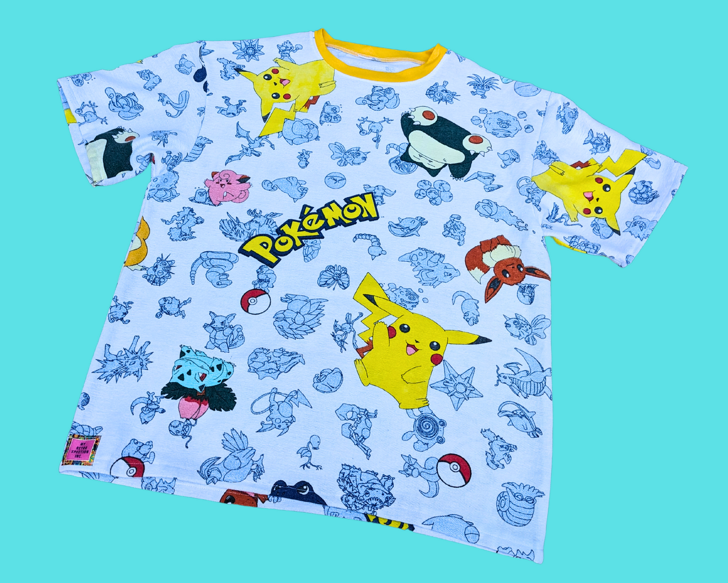 Handmade, Upcycled Pokemon Flannel Bedsheet T-Shirt Oversized XS - Fits Like A Size M