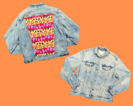 Handmade, Upcycled Denim McDonald's Patterned Fabric Size XL for Women + Matching Tote Bag
