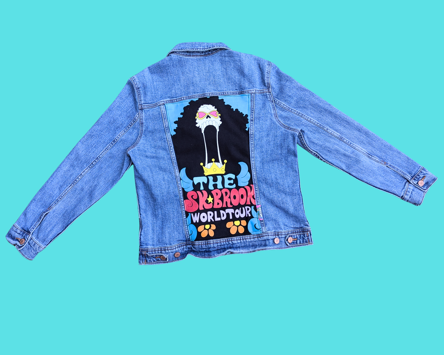 Veste en jean une pièce faite à la main et recyclée, taille L