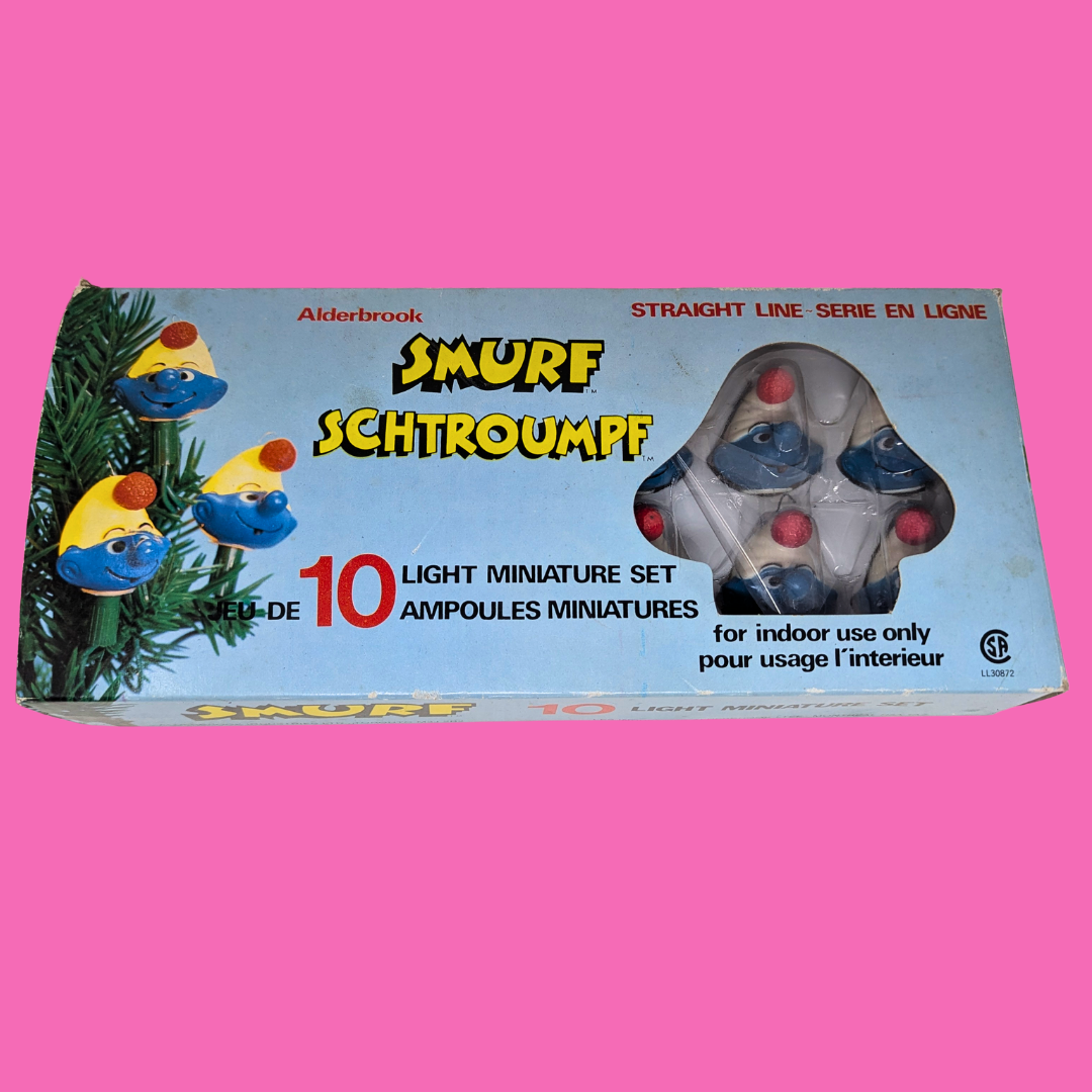 Vintage 1980's Smurfs Light Miniature Set, Working Condition