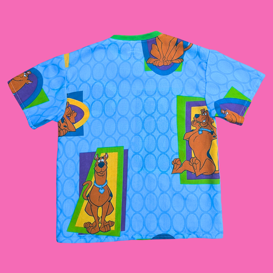 Handmade, Upcycled Scooby-Doo Bedsheet T-Shirt Oversized S-M, Fitted L-XL