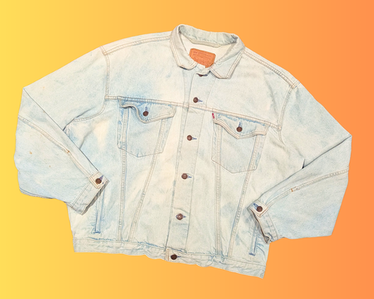 Veste en jean Levi's David Bowie recyclée et faite à la main, taille XL