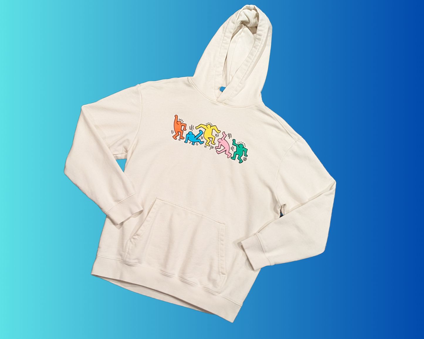 Y2K White Keith Haring Hoodie Size M