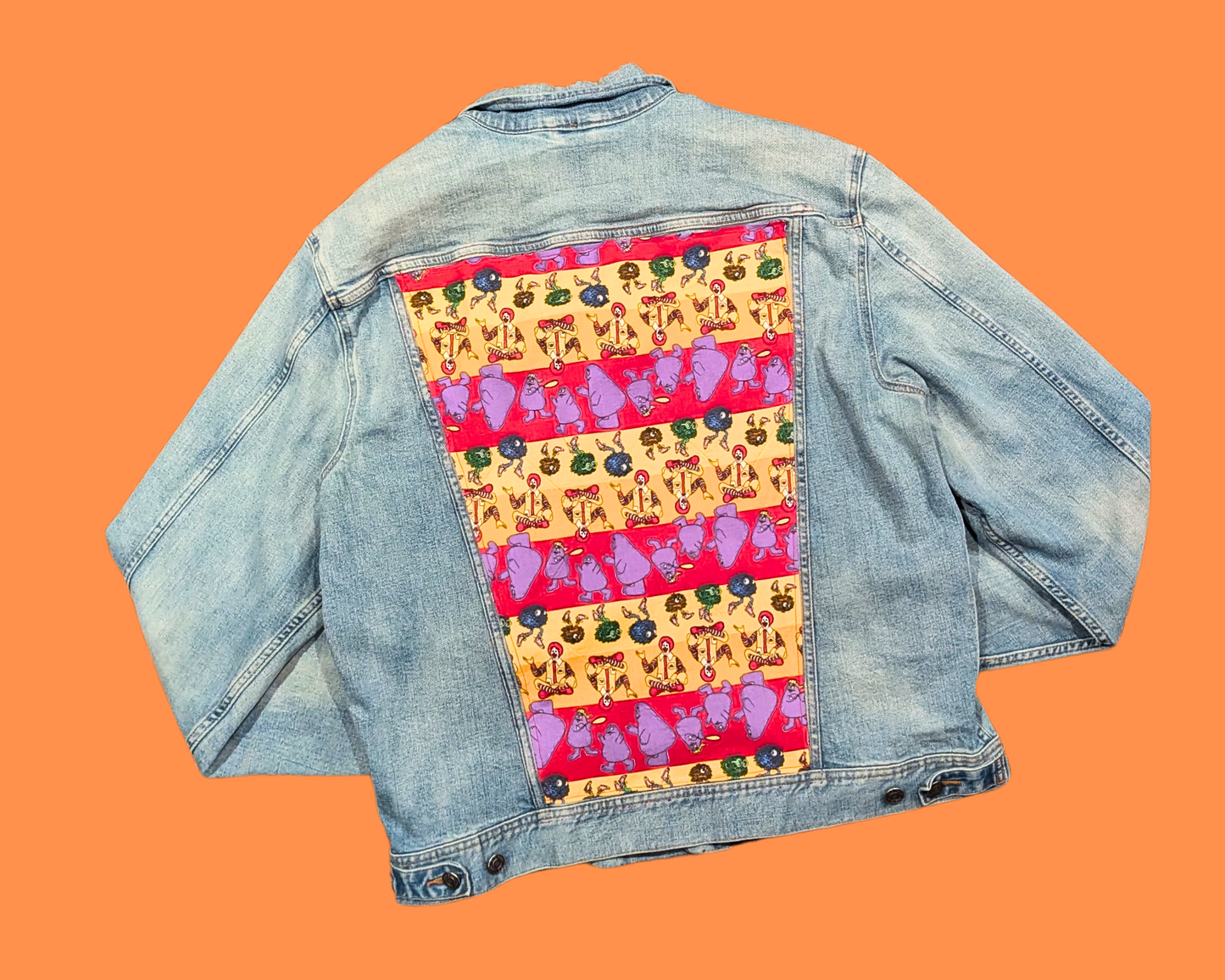 Handmade, Upcycled Denim McDonald's Patterned Fabric Size XL for Women + Matching Tote Bag