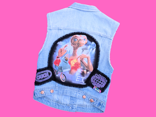Handmade, Upcycled E.T The Extra Terrestrial Vest Jacket Size XS