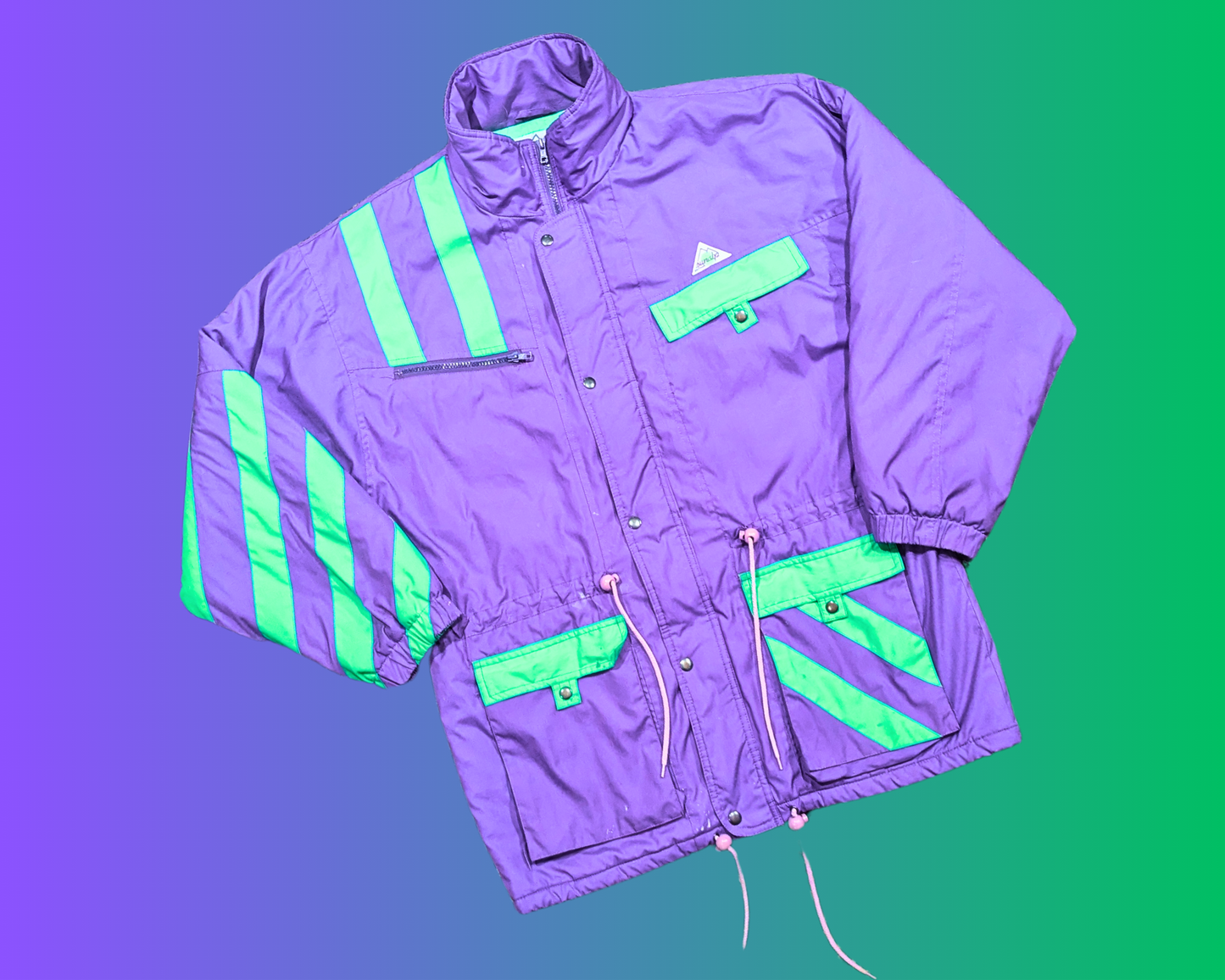 Vintage 1990's Purple and Green Skiing Jacket by SunAlp Sport Mode Size L