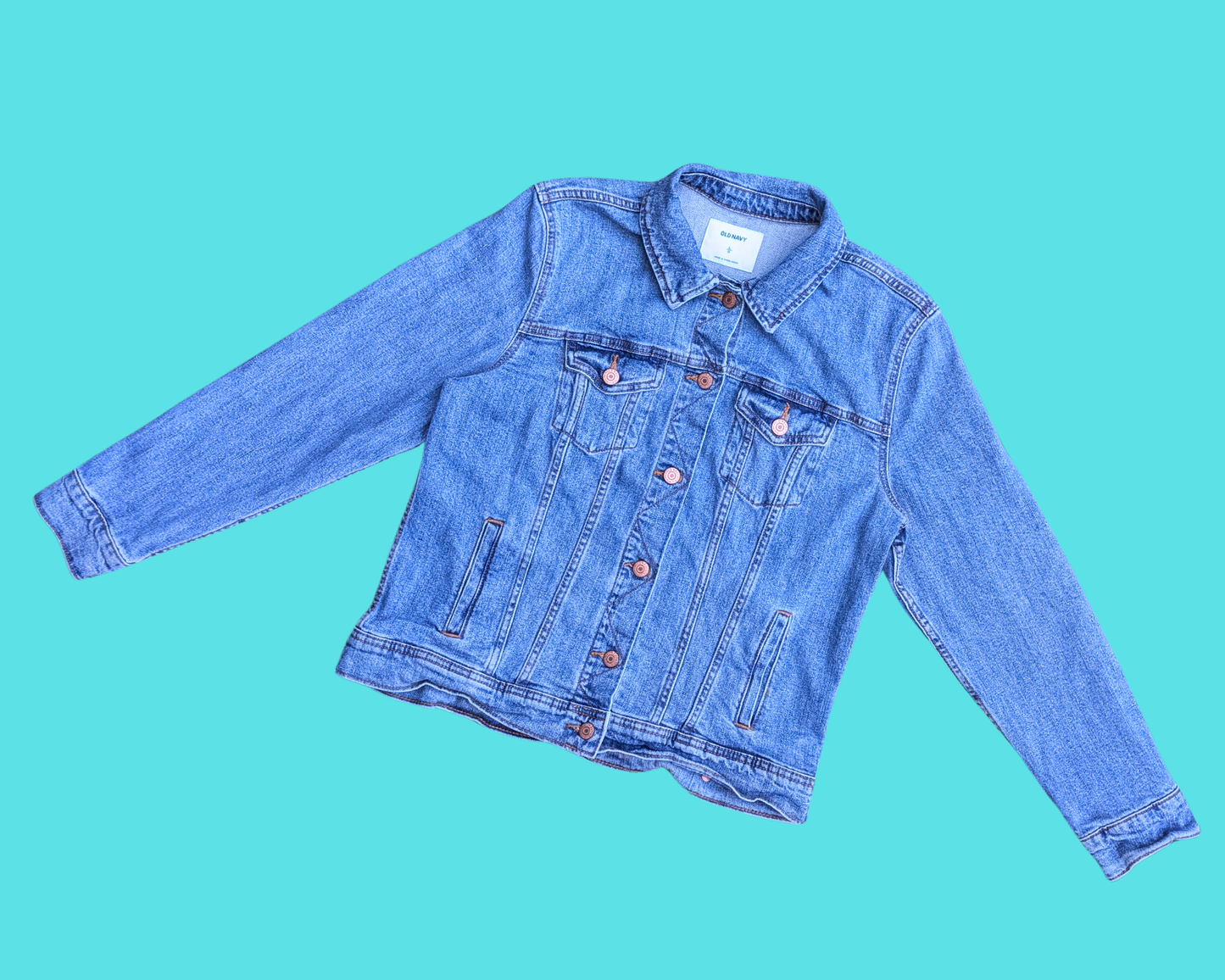Veste en jean une pièce faite à la main et recyclée, taille L