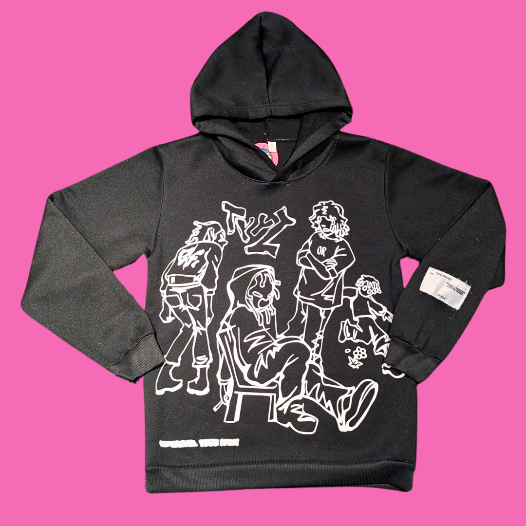 Black Hoodie with Doodles ''BFBORFEND'' by XCLY Size M