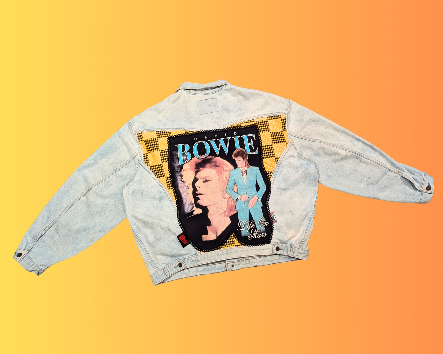 Veste en jean Levi's David Bowie recyclée et faite à la main, taille XL