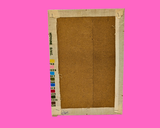 Broderie vintage en velours noir, oiseaux et fleurs, années 1970, sans cadre
