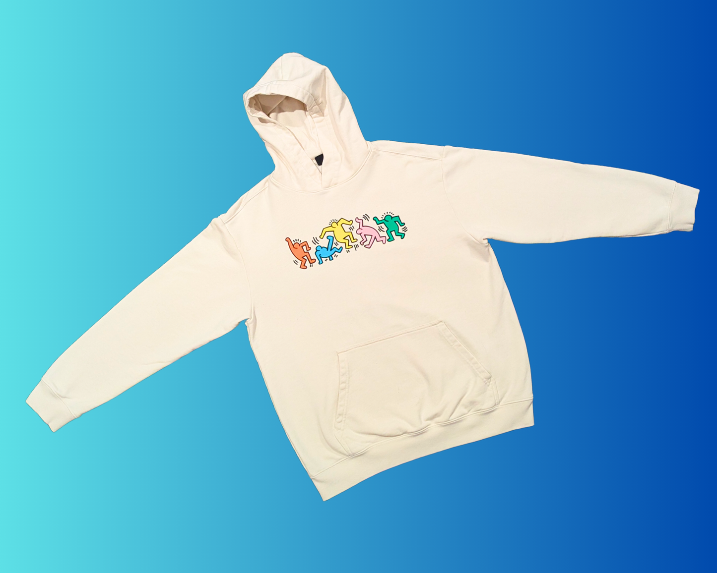 Y2K White Keith Haring Hoodie Size M