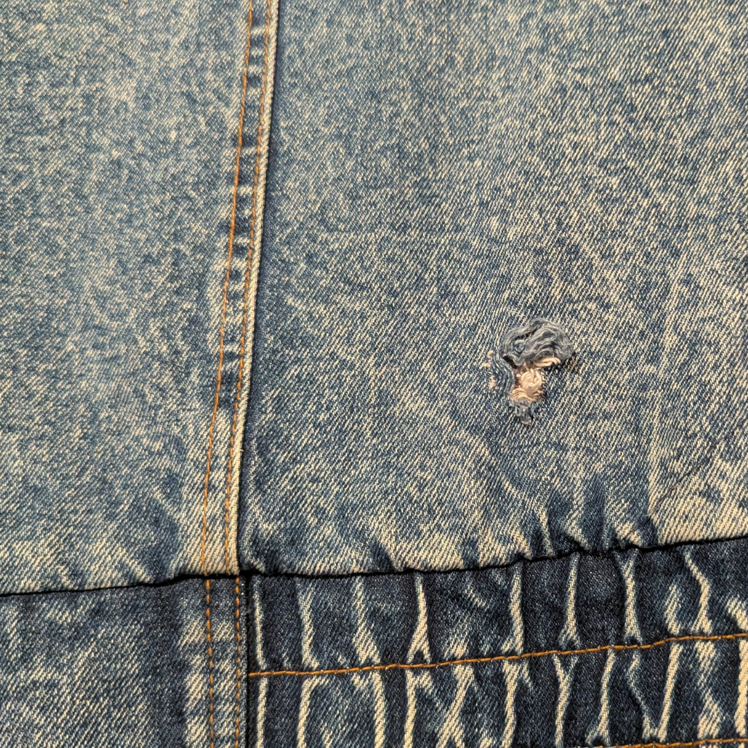 Vintage 80s Acid Wash Weathered Blues Jean Jacket for Women Size L