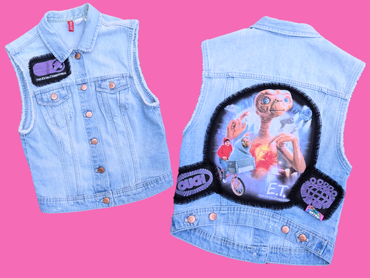Handmade, Upcycled E.T The Extra Terrestrial Vest Jacket Size XS