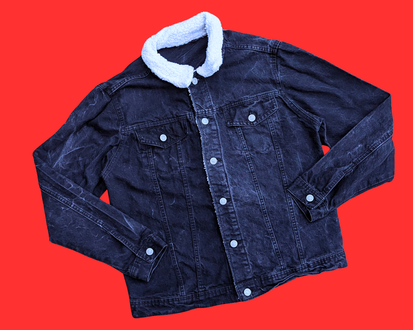 Veste en jean noire Bride of Chucky faite à la main et recyclée, taille M