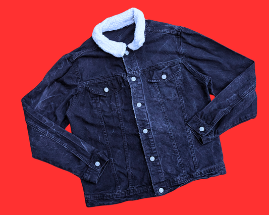 Veste en jean noire Bride of Chucky faite à la main et recyclée, taille M
