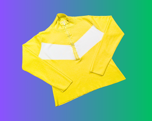 Y2K Be-u-ti-ful Yellow and White Sweater Size S