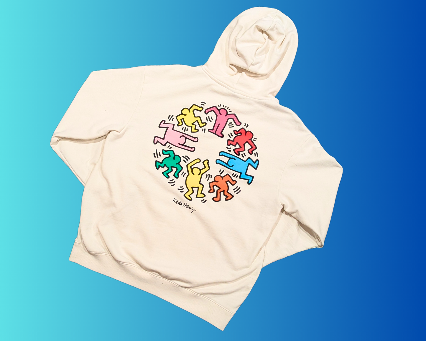 Y2K White Keith Haring Hoodie Size M
