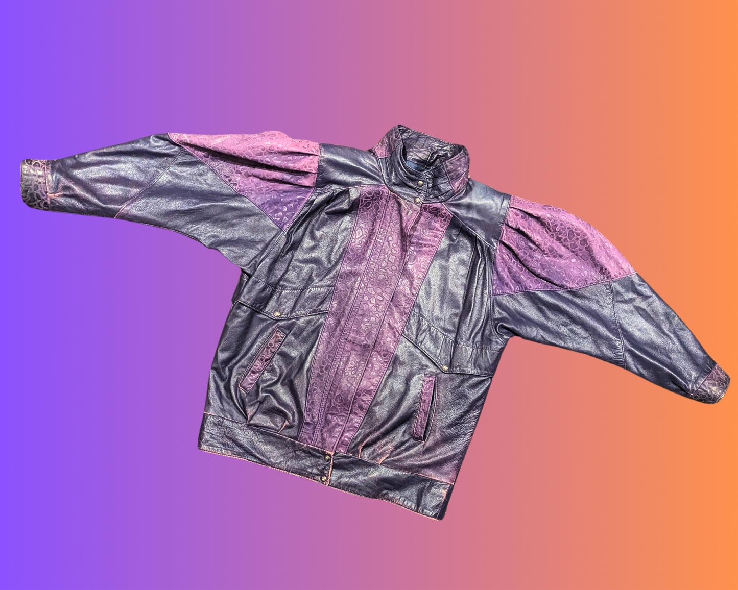 Vintage 1990's Purple Genuine Leather Jacket Size M for Women