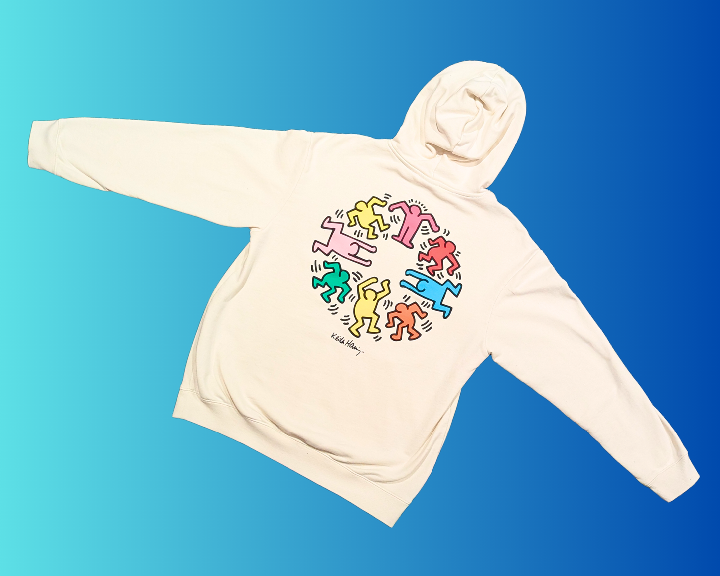 Y2K White Keith Haring Hoodie Size M