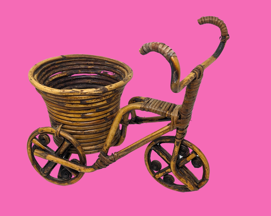 Porte-plantes en osier pour vélo vintage des années 1990
