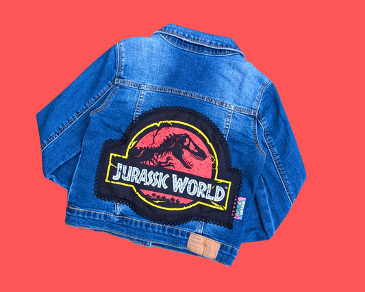 Handmade, Upcycled Jurassic World Denim Jacket Size 6 For Girls