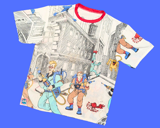 Handmade, Upcycled Vintage 1980's Ghostbusters Bedsheet T-Shirt Size M