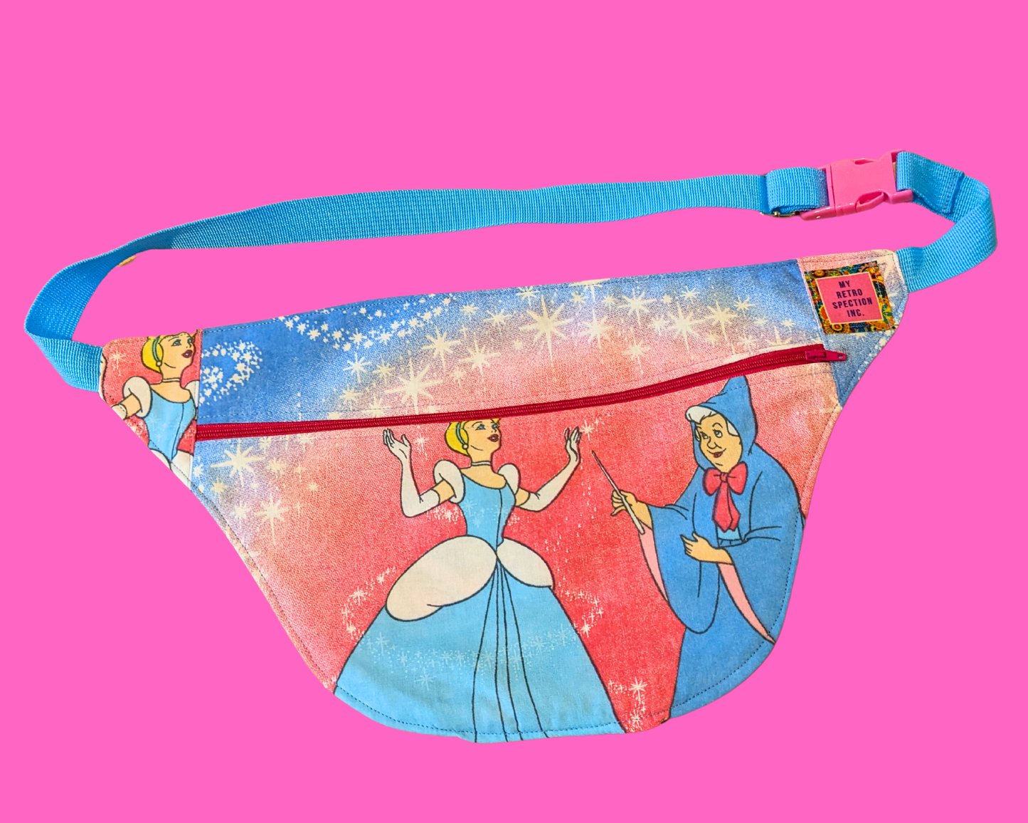 Handmade, Upcycled Vintage 1980's Walt Disney's Cinderella Bedsheet T-Shirt Dress Fits S-M-L-XL with Matching Fanny Pack