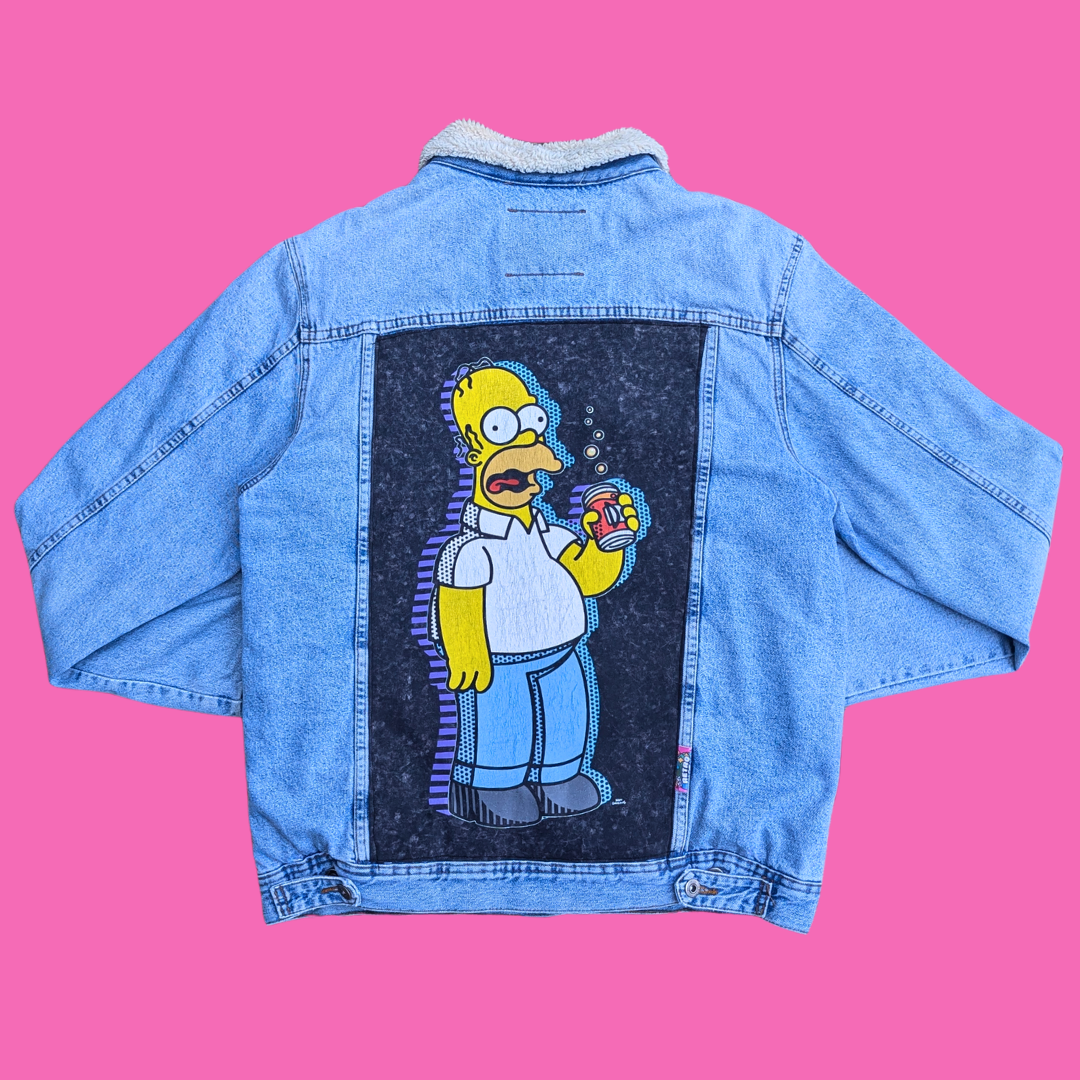 Homer Simpson, The Simpsons T-Shirt Warm Denim Jacket Size XL for Men