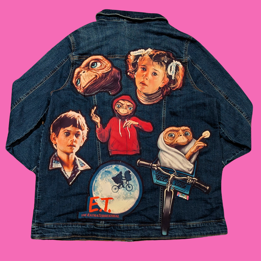 Veste E.T. l'extraterrestre à patchs recyclés, taille XL