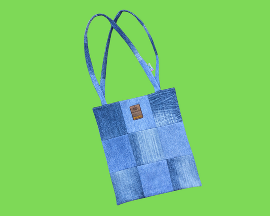Handmade, Upcycled Ecko Unlimited Jeans Patchwork Tote Bag
