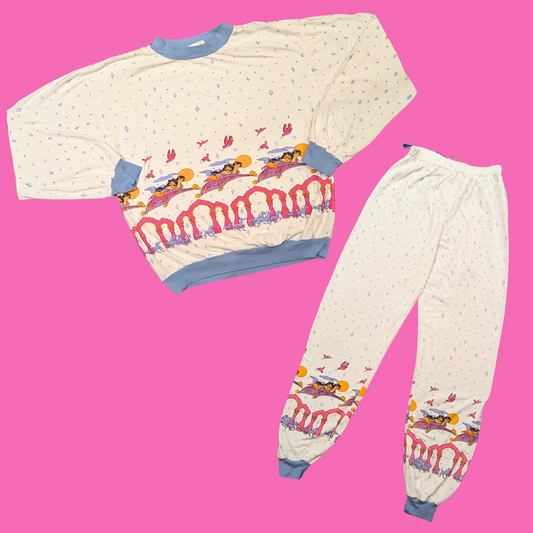 Vintage 1990's Official Disney Aladdin Pajama Set for Kids Size L