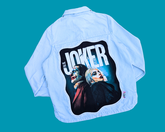 Handmade, Upcycled Joker, La Folie à Deux, Denim Jacket Size XS