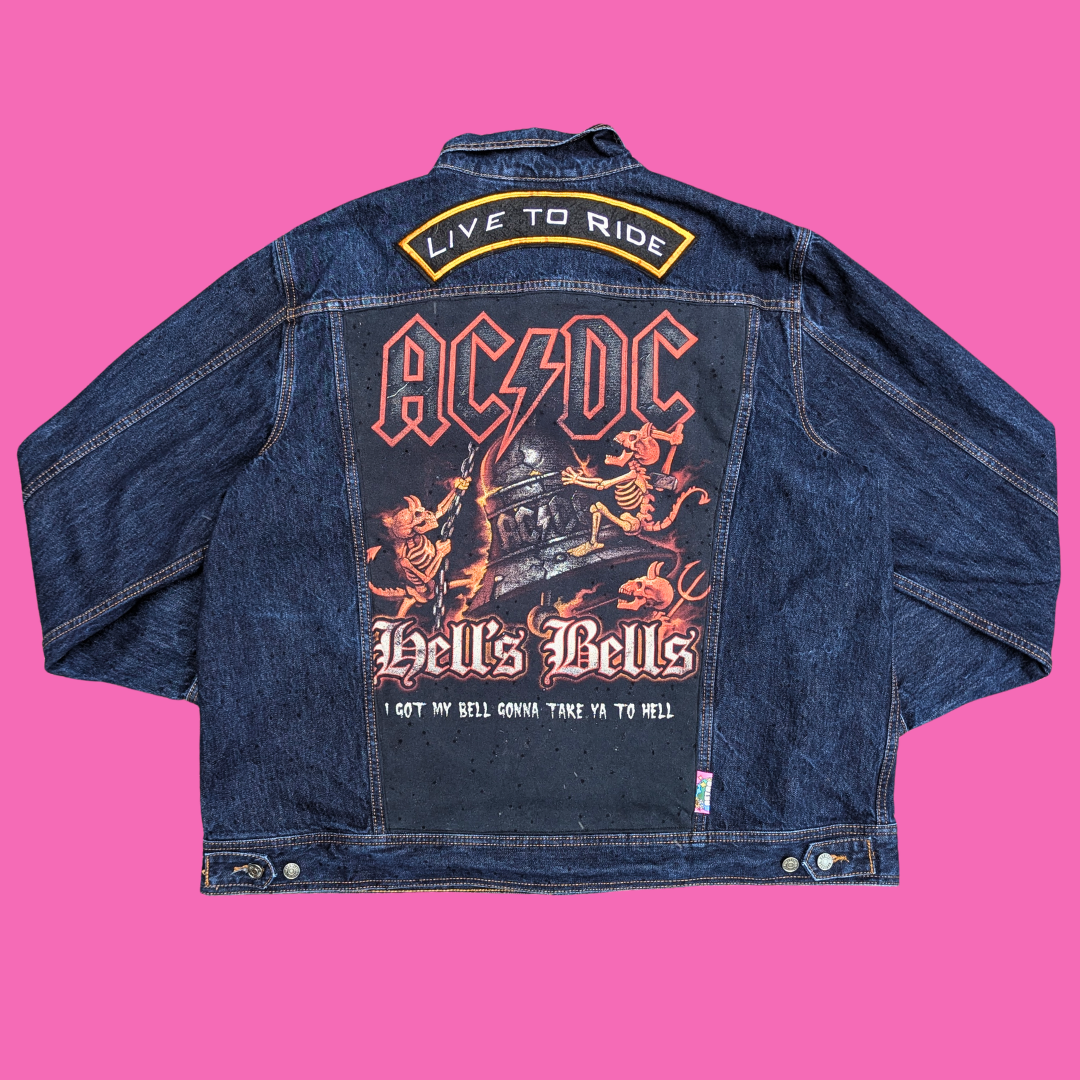 ACDC Hell's Bells, Official Harley Davidson Denim Jacket Size 3XL