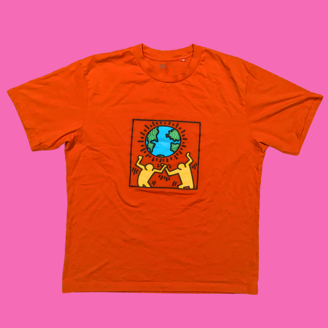 Keith Haring "Peace for All" Orange T-Shirt Size L