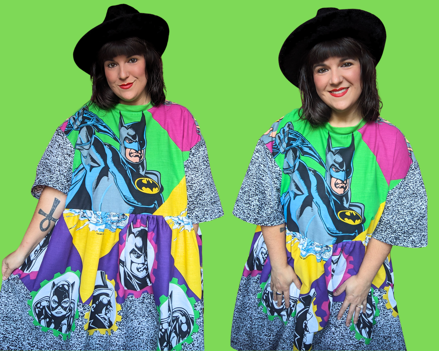 Robe t-shirt Batman vintage 1992, fabriquée à la main et recyclée, taille 2XL