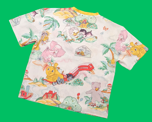 Handmade, Upcycled Little Golden Book Land Bedsheet T-Shirt Size M