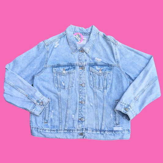Madonna Upcycled T-Shirt Denim Jacket Size L