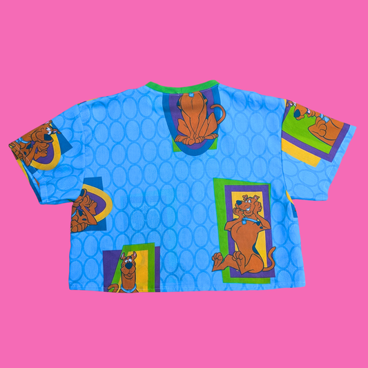 Handmade, Upcycled Scooby-Doo Bedsheet Crop-Top Oversized XL, Fitted 2XL