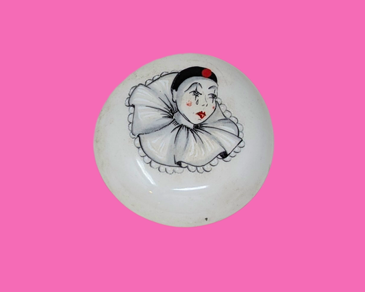 Petite boîte Clown Pierrot en porcelaine vintage des années 1980 par Creazioni Originali Fabriquée en Italie