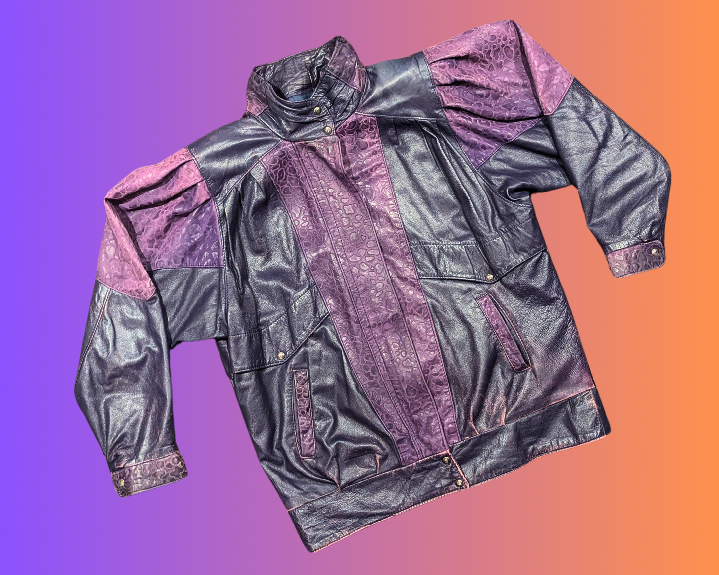 Vintage 1990's Purple Genuine Leather Jacket Size M for Women