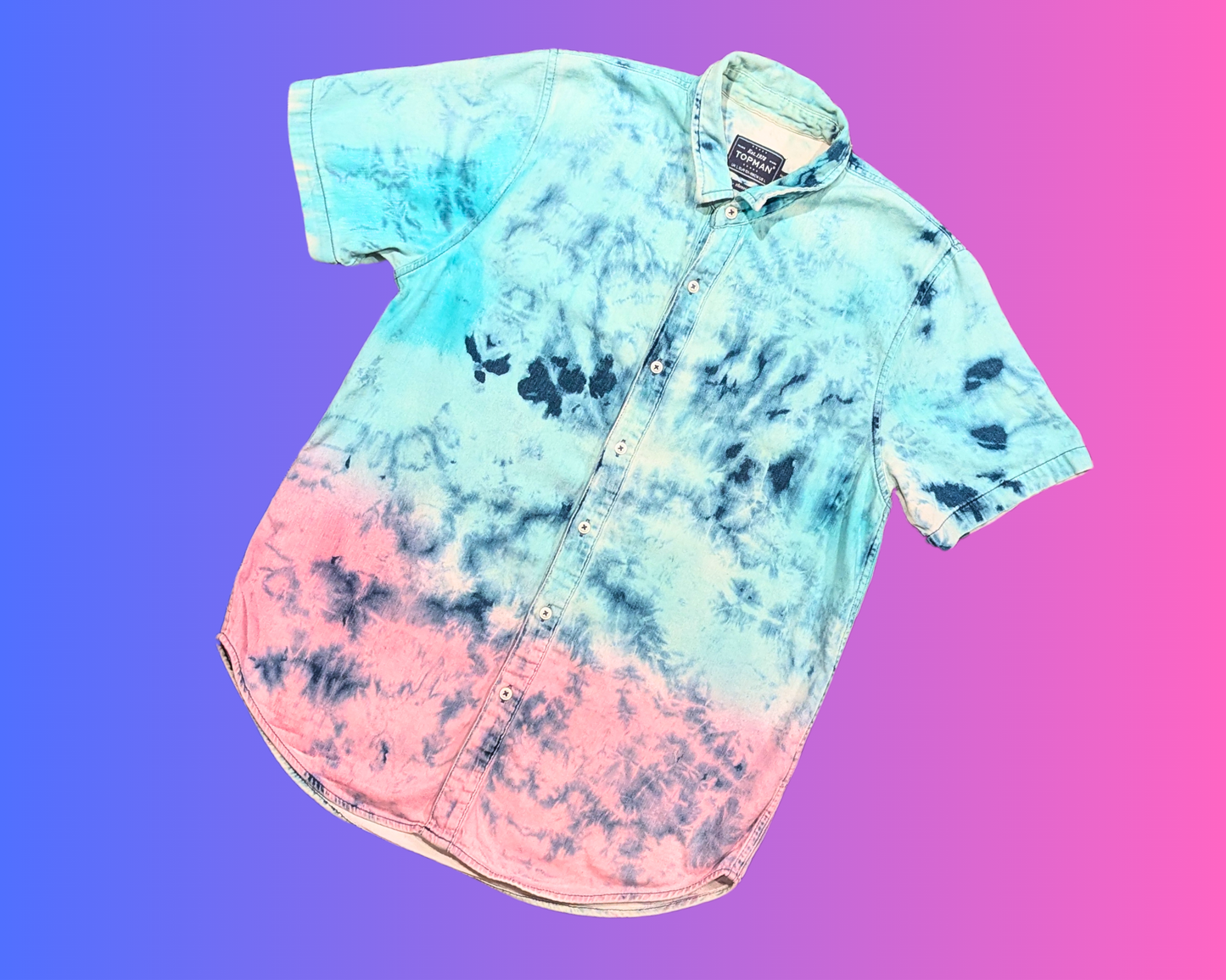 Y2K Short Sleeve, Tie Dye Cotton Shirt Size L